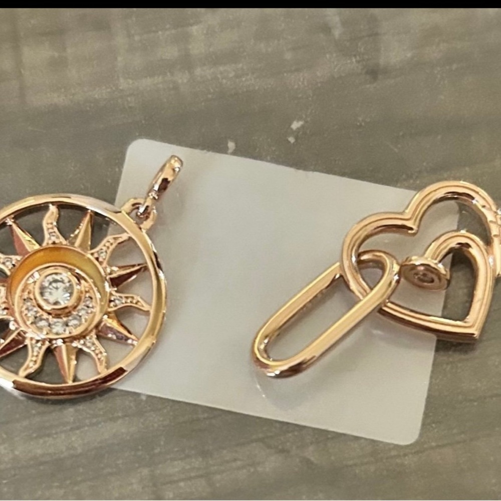 2 NEW Authentic Pandora Me Charms (Nailed Heart/ Sun Medallion)
